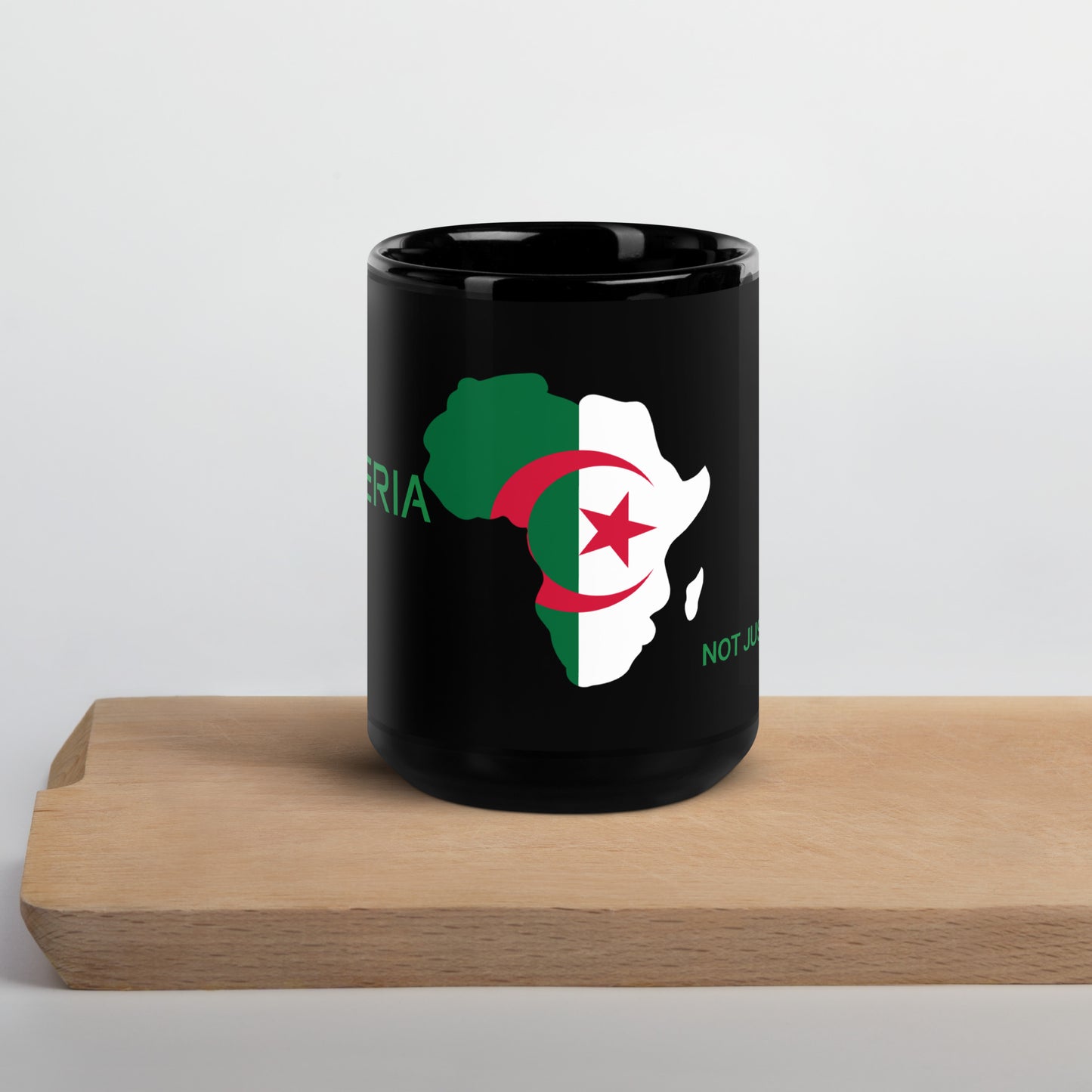 15oz Algeria flag mug featuring Africa silhouette – Not Just African by Brush Africa
