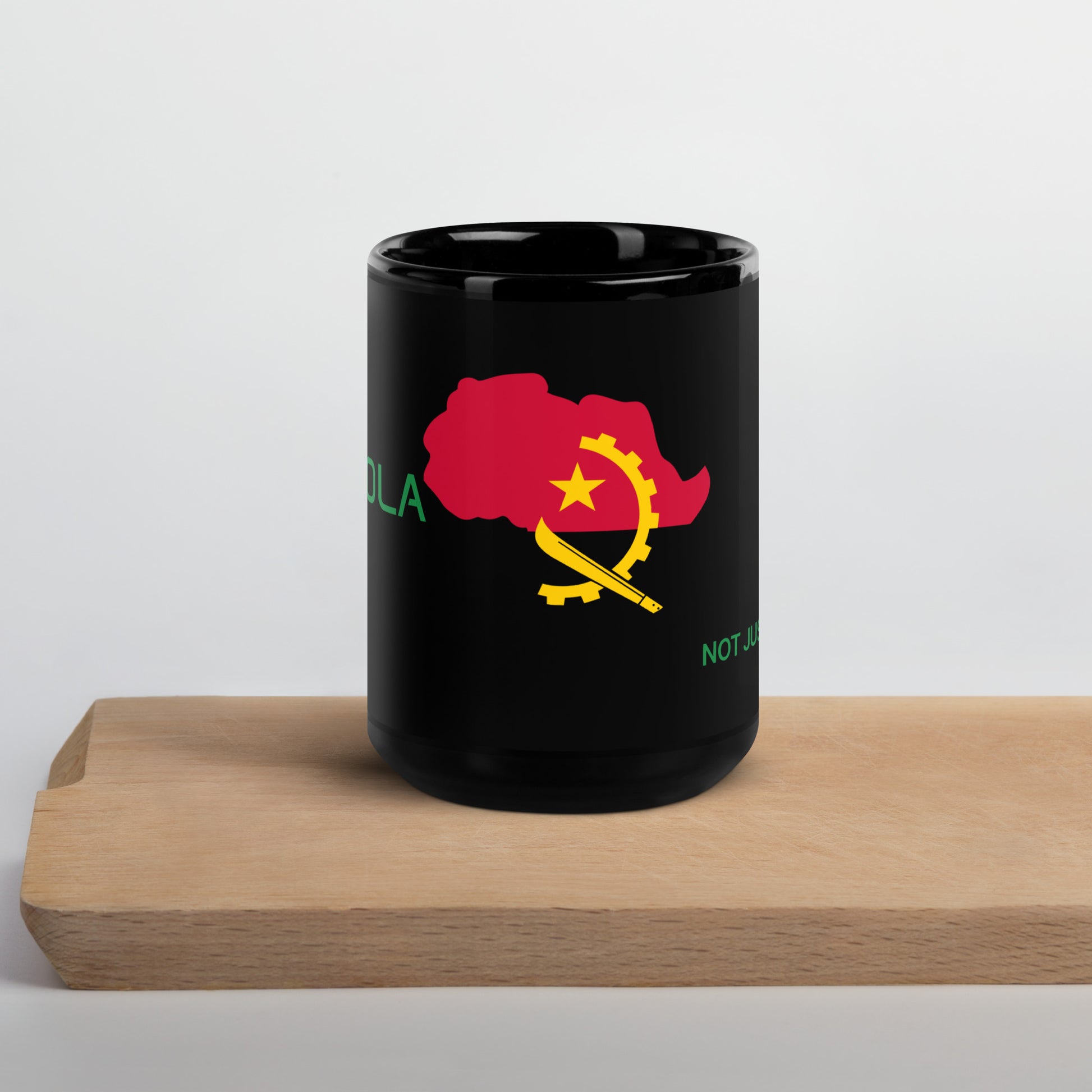 15oz Angola flag mug featuring Africa silhouette – Not Just African by Brush Africa
