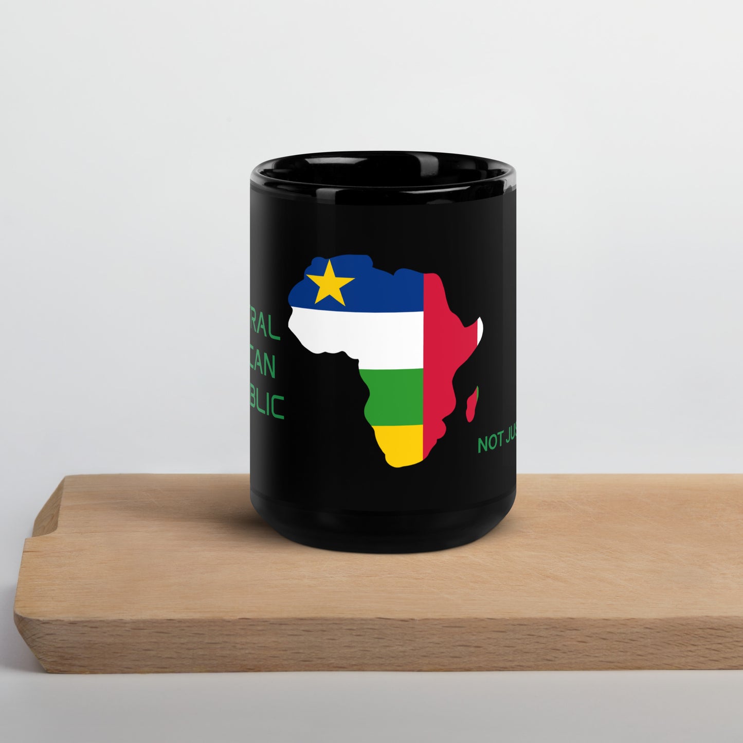 15oz Central African Republic flag mug featuring Africa silhouette – Not Just African by Brush Africa
