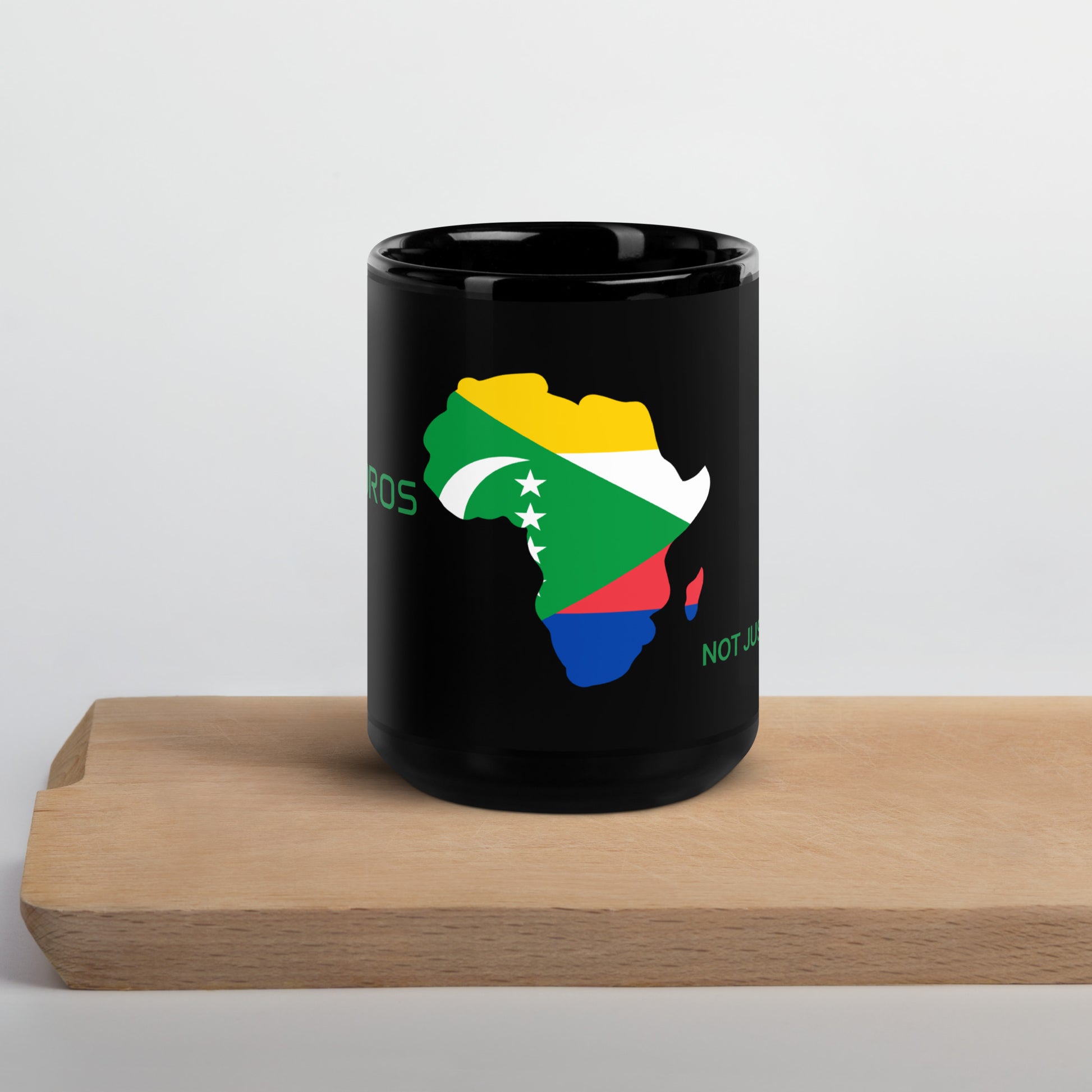 15oz Comoros flag mug featuring Africa silhouette – Not Just African by Brush Africa
