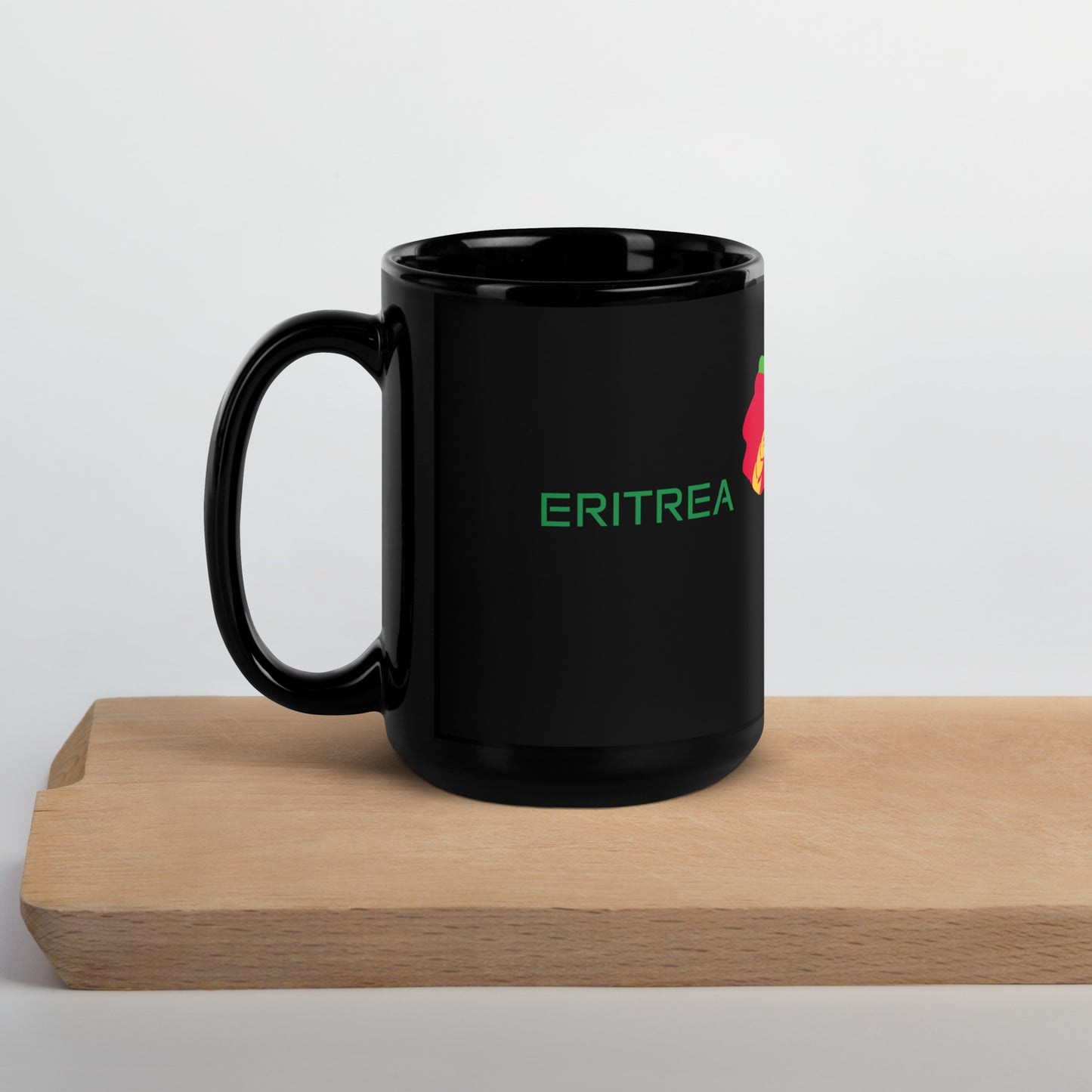 Eritrea flag ceramic mug showing handle and print detail.
