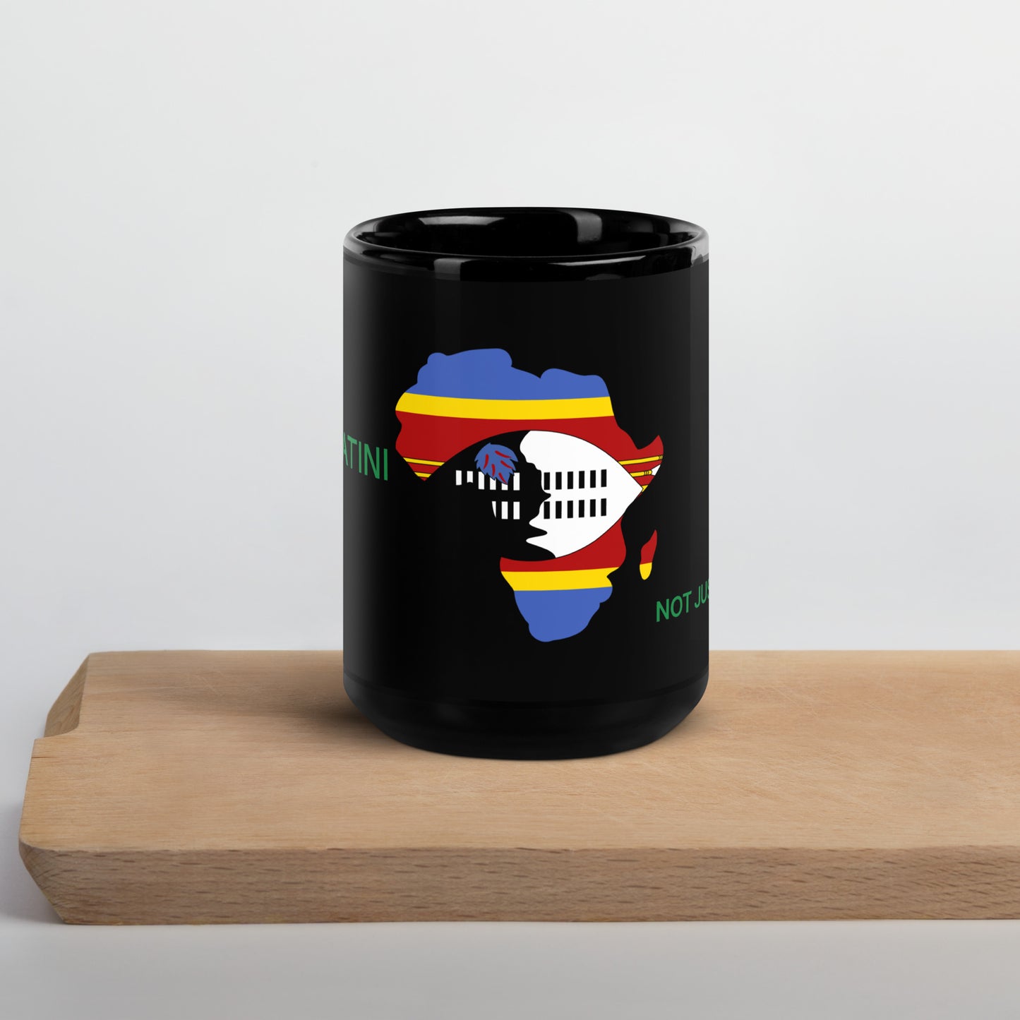 15oz Eswatini flag mug featuring Africa silhouette – Not Just African by Brush Africa
