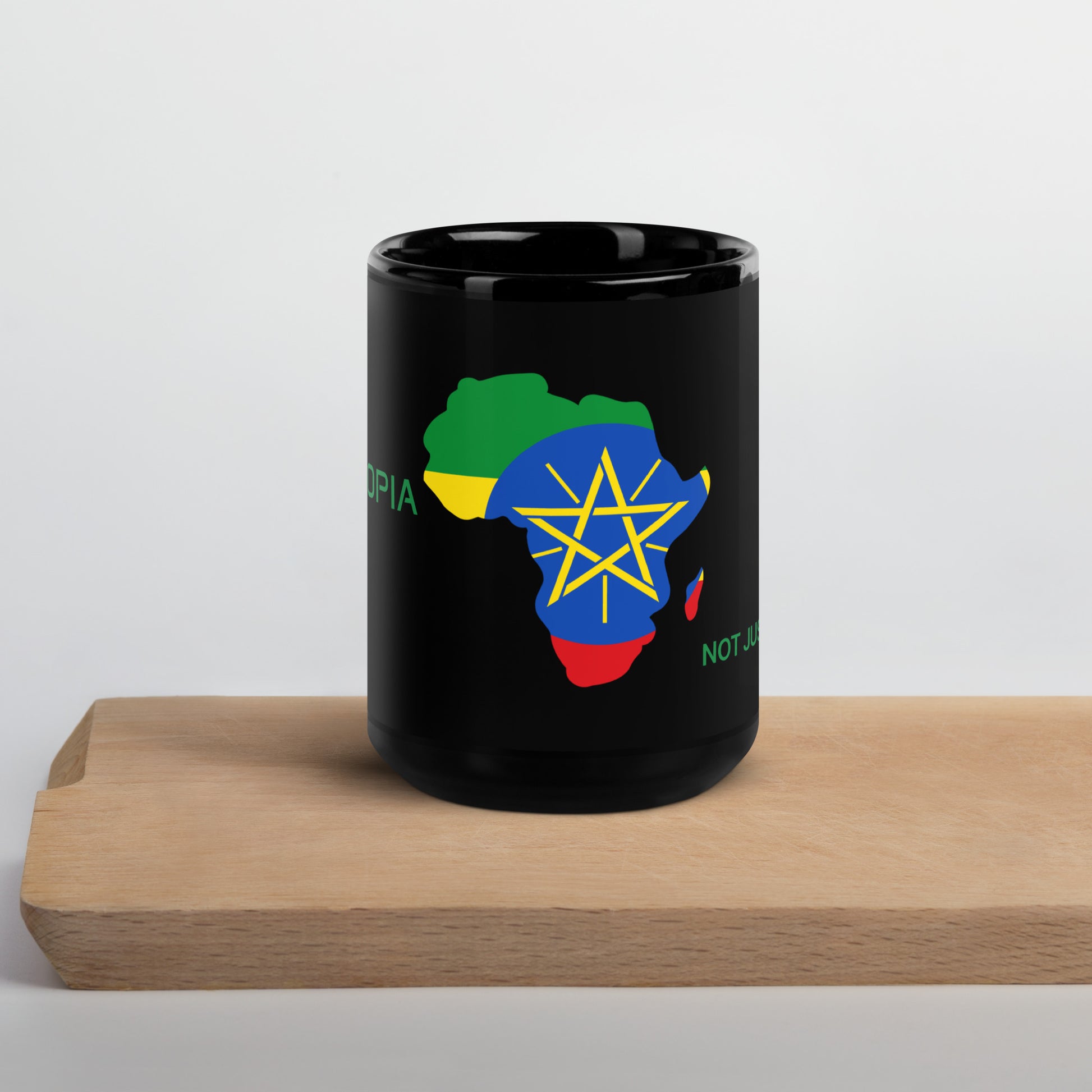 15oz Ethiopia flag mug featuring Africa silhouette – Not Just African by Brush Africa

