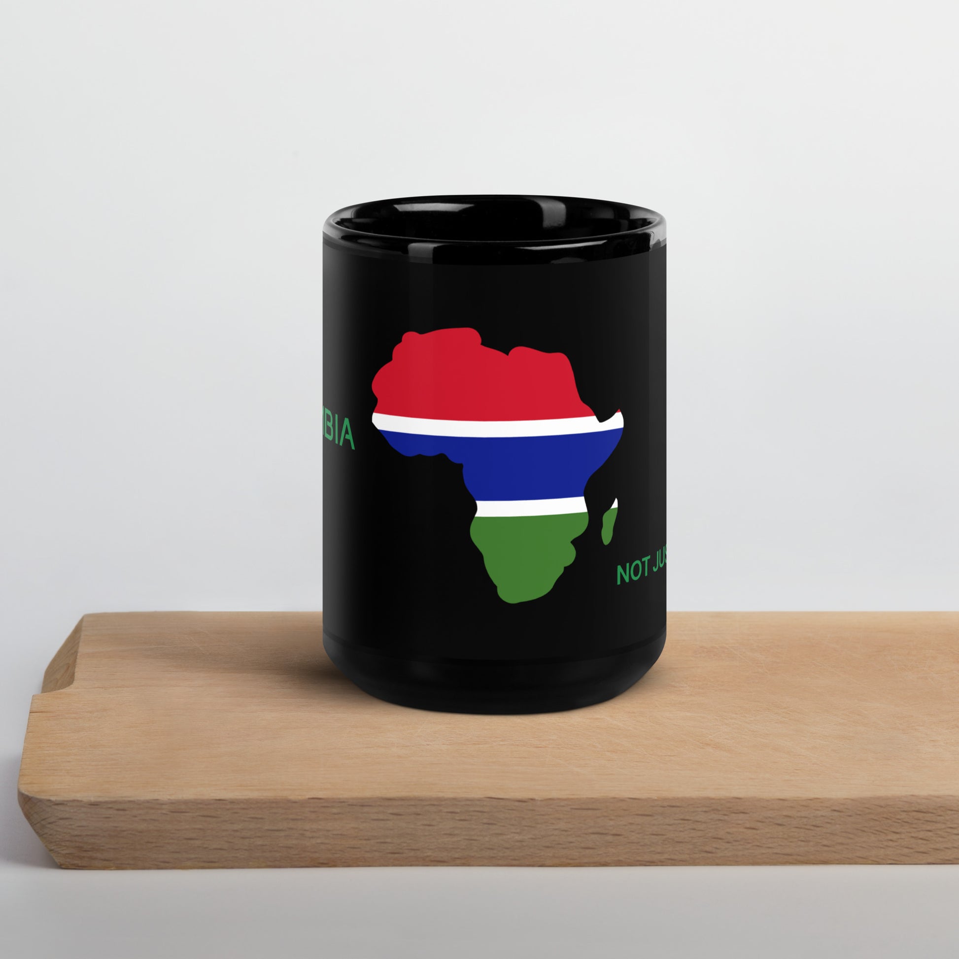 15oz Gambia flag mug featuring Africa silhouette – Not Just African by Brush Africa
