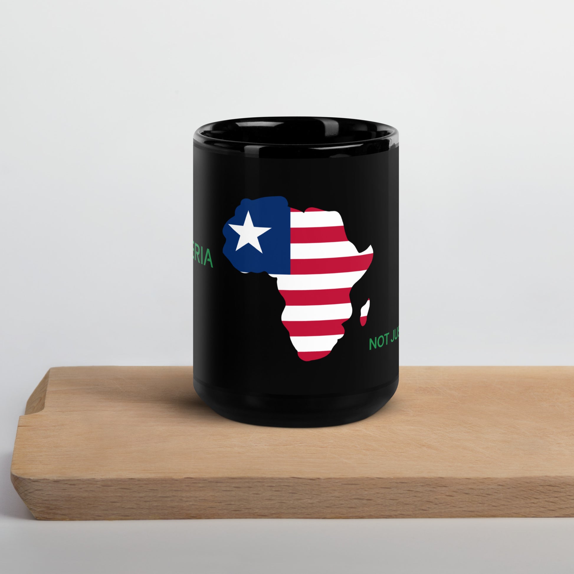 15oz Liberia flag mug featuring Africa silhouette – Not Just African by Brush Africa
