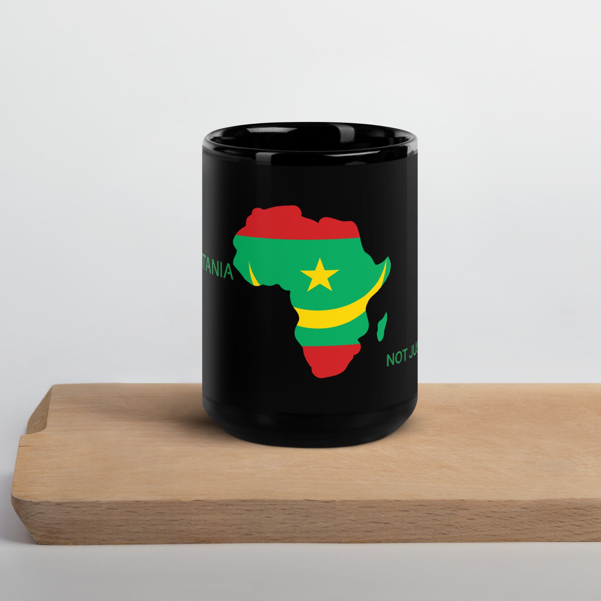15oz Mauritania flag mug featuring Africa silhouette – Not Just African by Brush Africa
