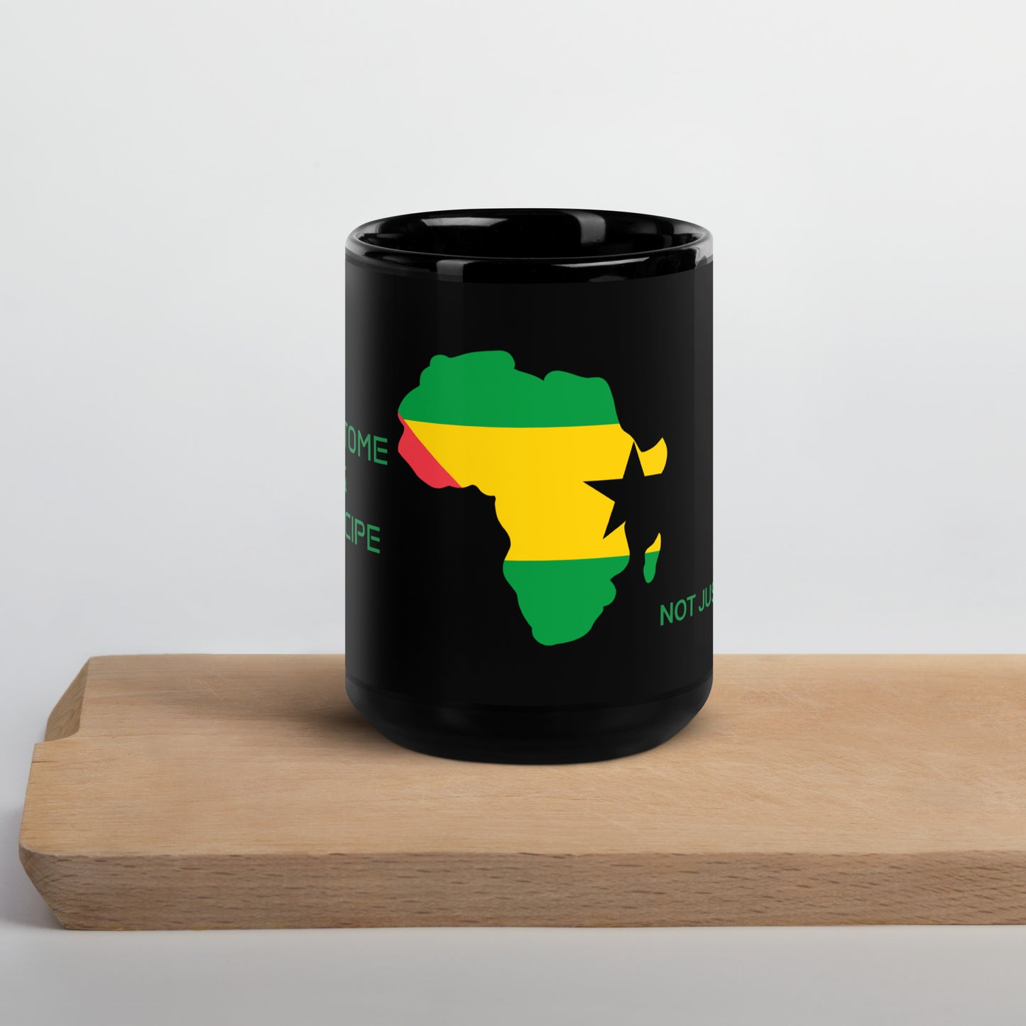 15oz Sao Tome and Principe flag mug featuring Africa silhouette – Not Just African by Brush Africa

