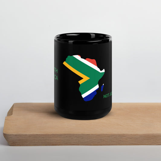 15oz South Africa flag mug featuring Africa silhouette – Not Just African by Brush Africa
