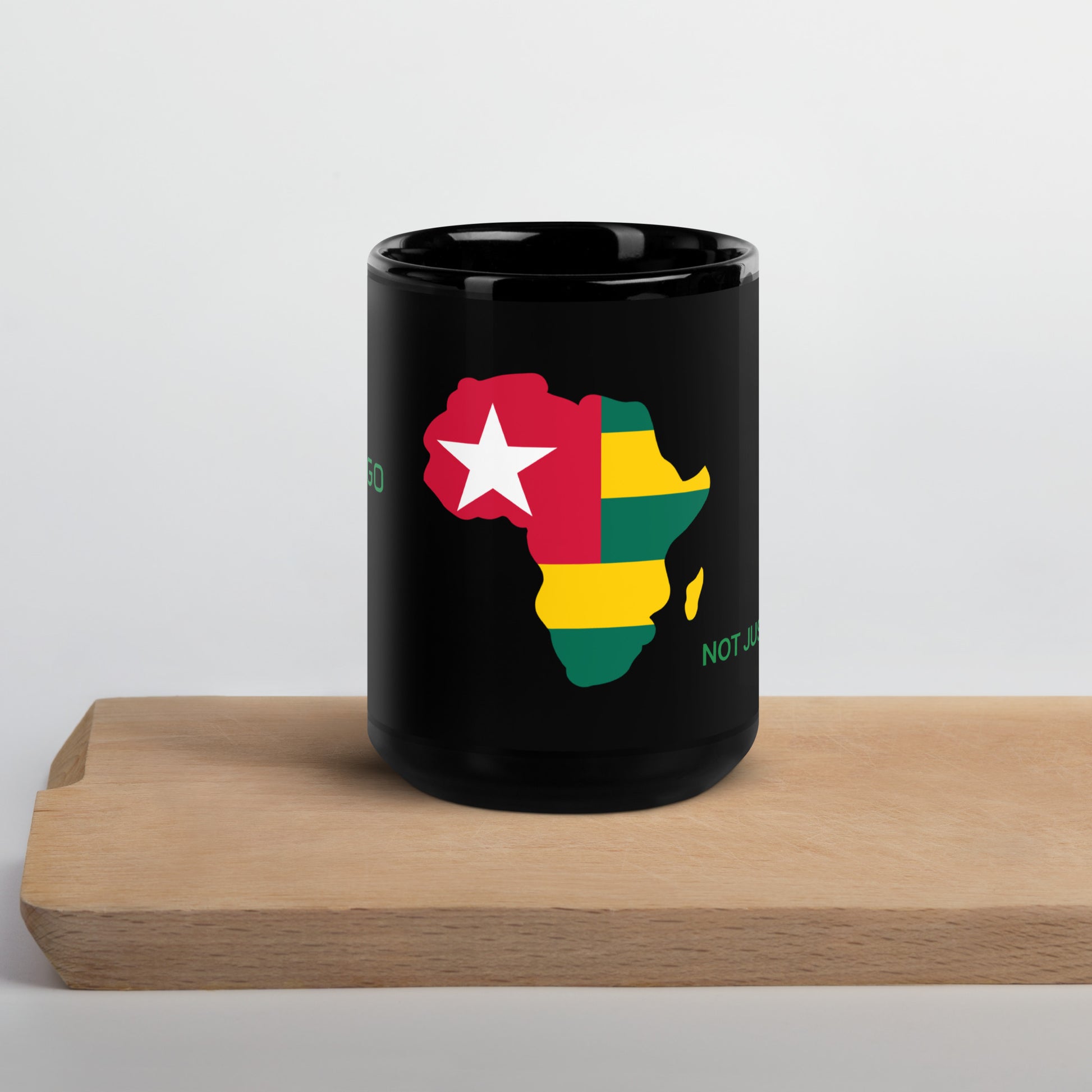 15oz Togo flag mug featuring Africa silhouette – Not Just African by Brush Africa