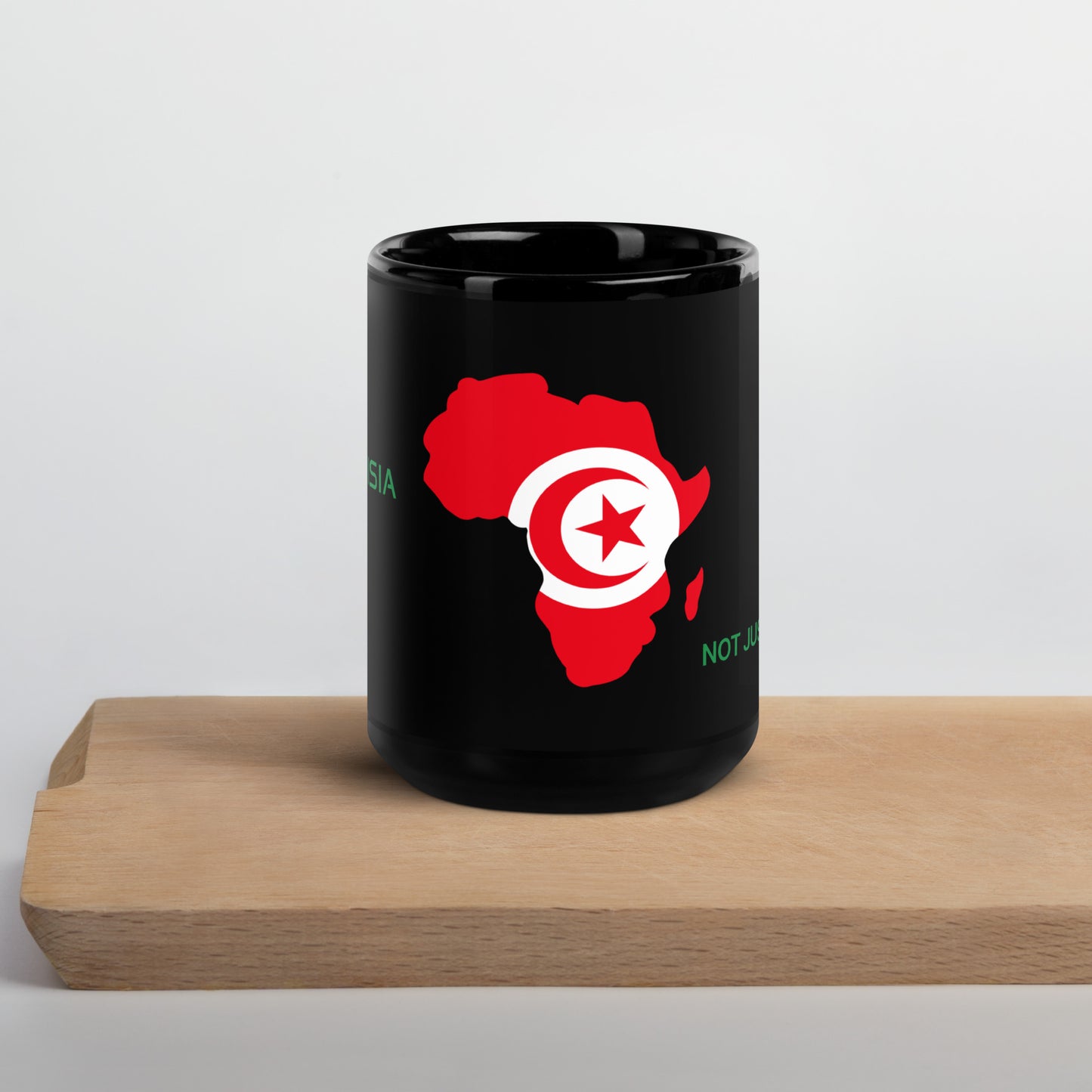 15oz Tunisia flag mug featuring Africa silhouette – Not Just African by Brush Africa