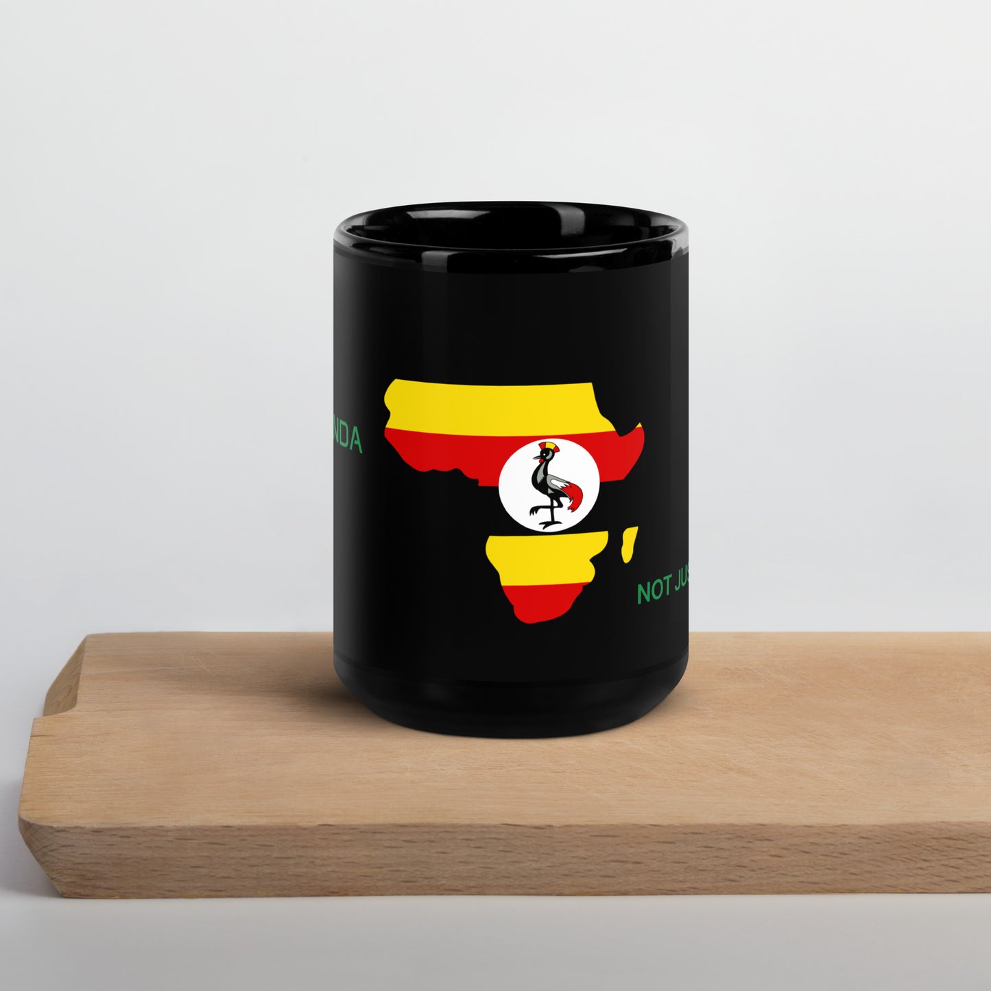 15oz Uganda flag mug featuring Africa silhouette – Not Just African by Brush Africa