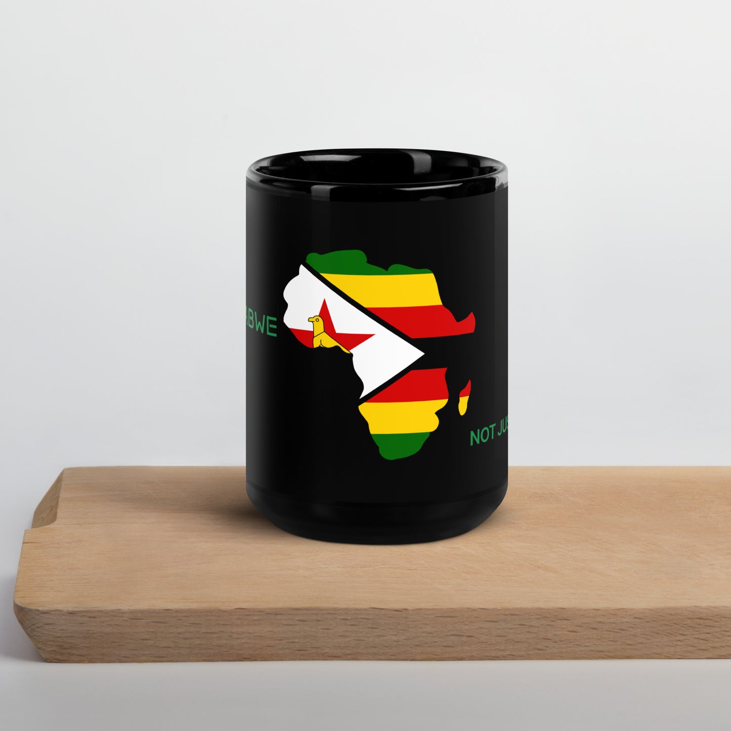 Product 15oz Zimbabwe flag mug featuring Africa silhouette – Not Just African by Brush Africa