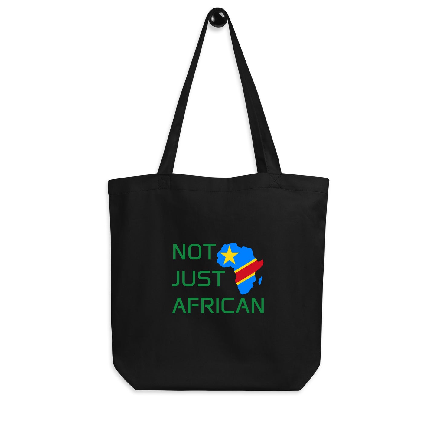 Tote bag featuring Africa silhouette filled with DR Congo Flag – Not Just African by Brush Africa