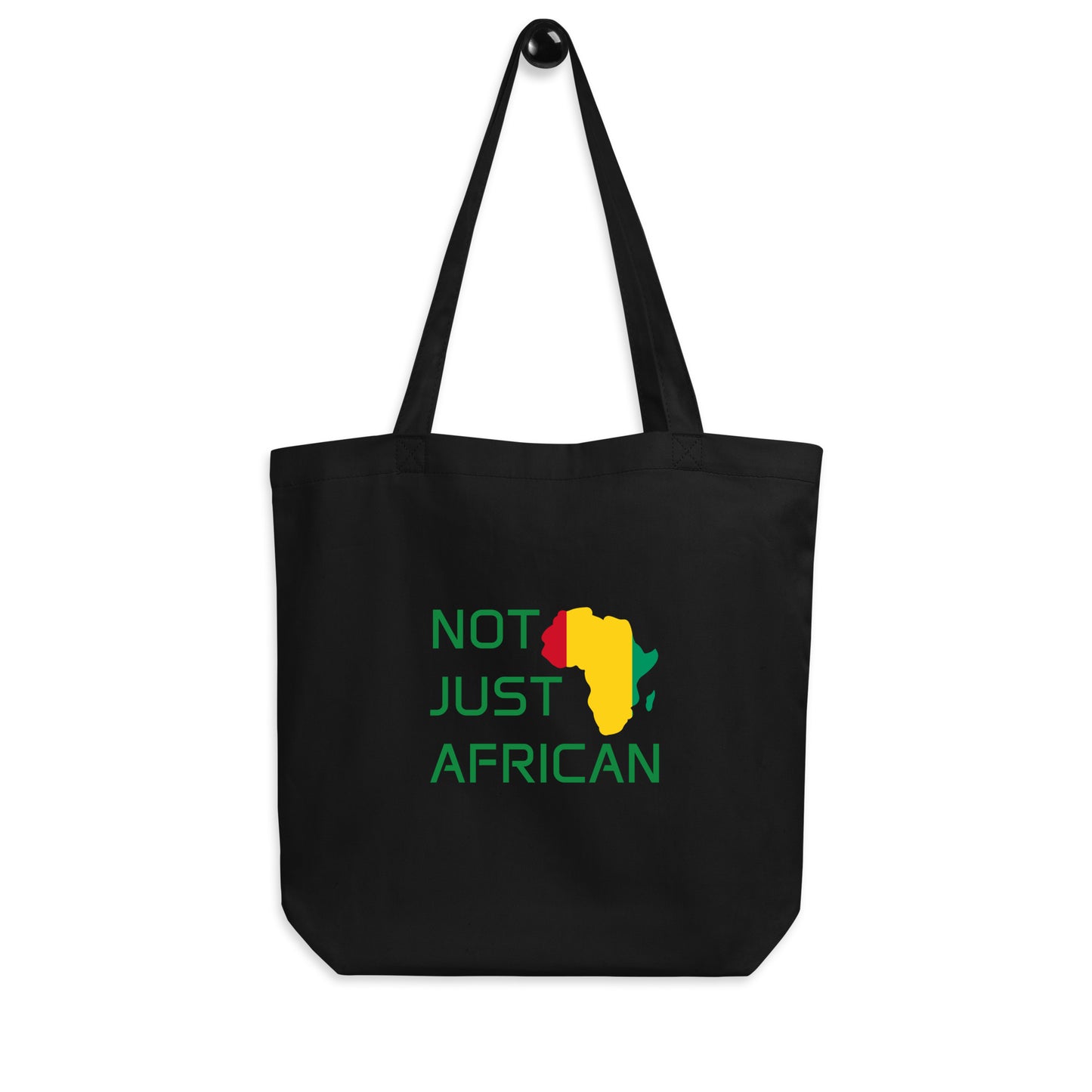 Tote bag featuring Africa silhouette filled with Guinea Flag – Not Just African by Brush Africa
