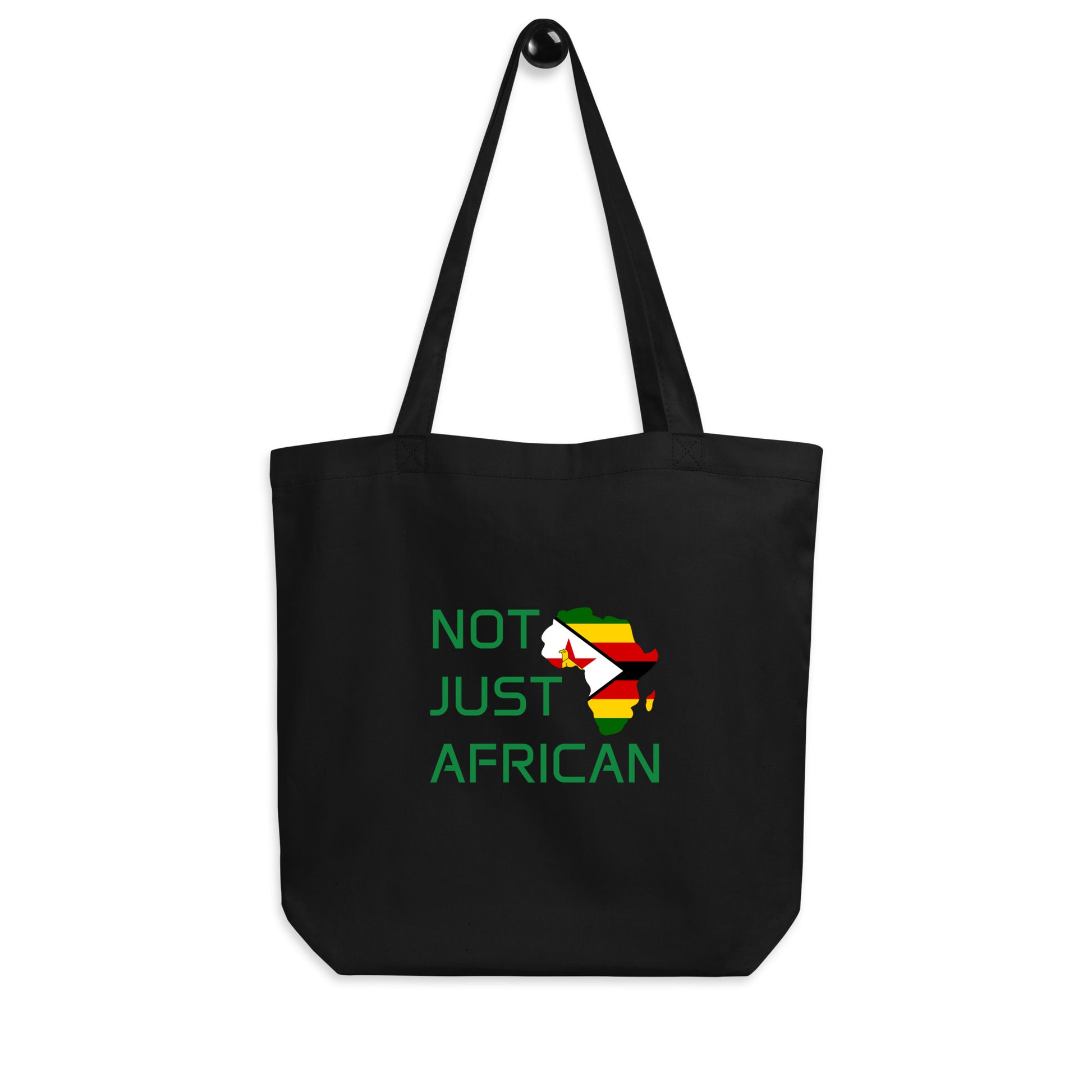 Tote bag featuring Africa silhouette filled with Zimbabwe Flag – Not Just African by Brush Africa
